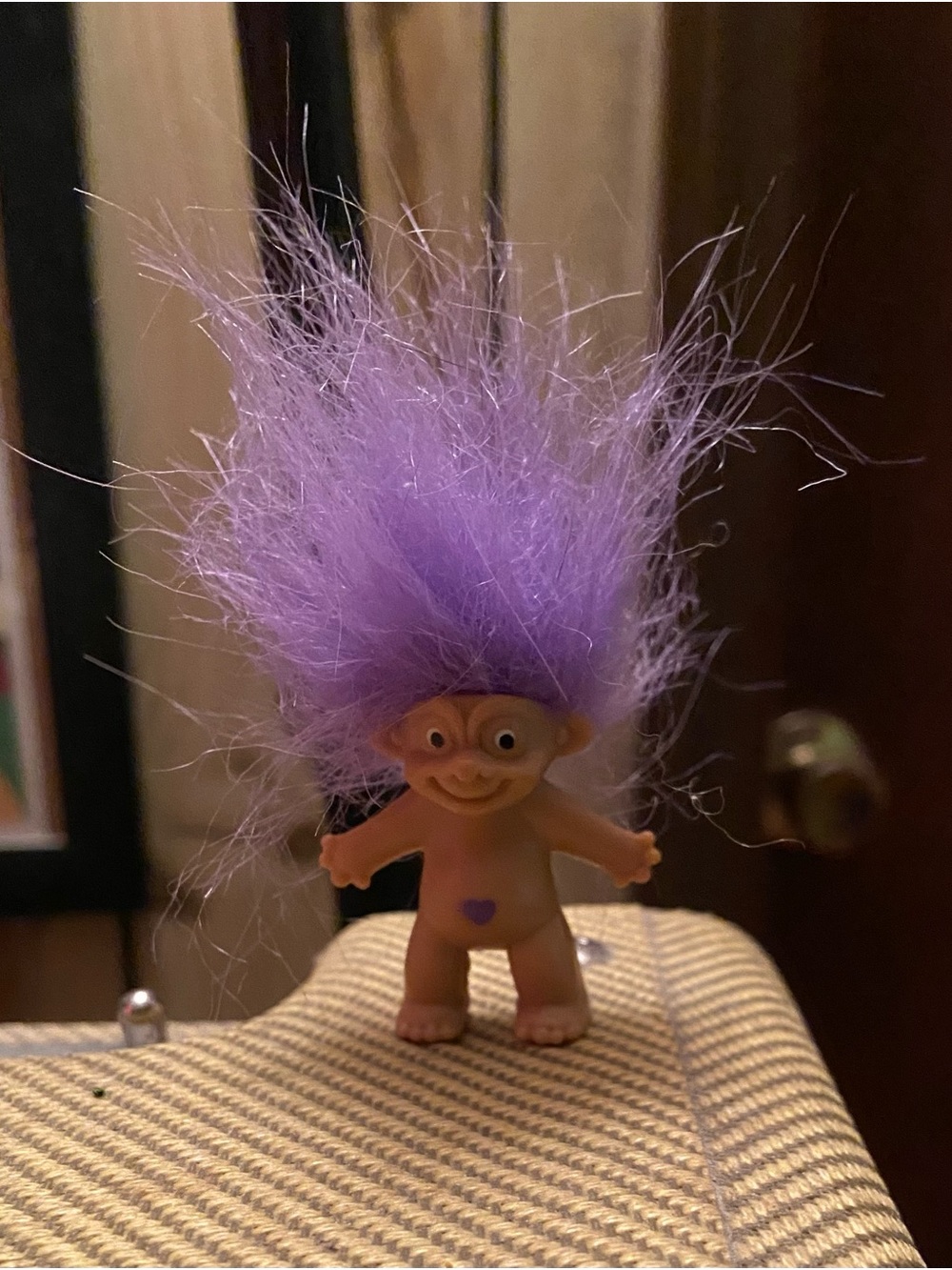 Vintage Purple hair Haired Troll Doll Purple Heart